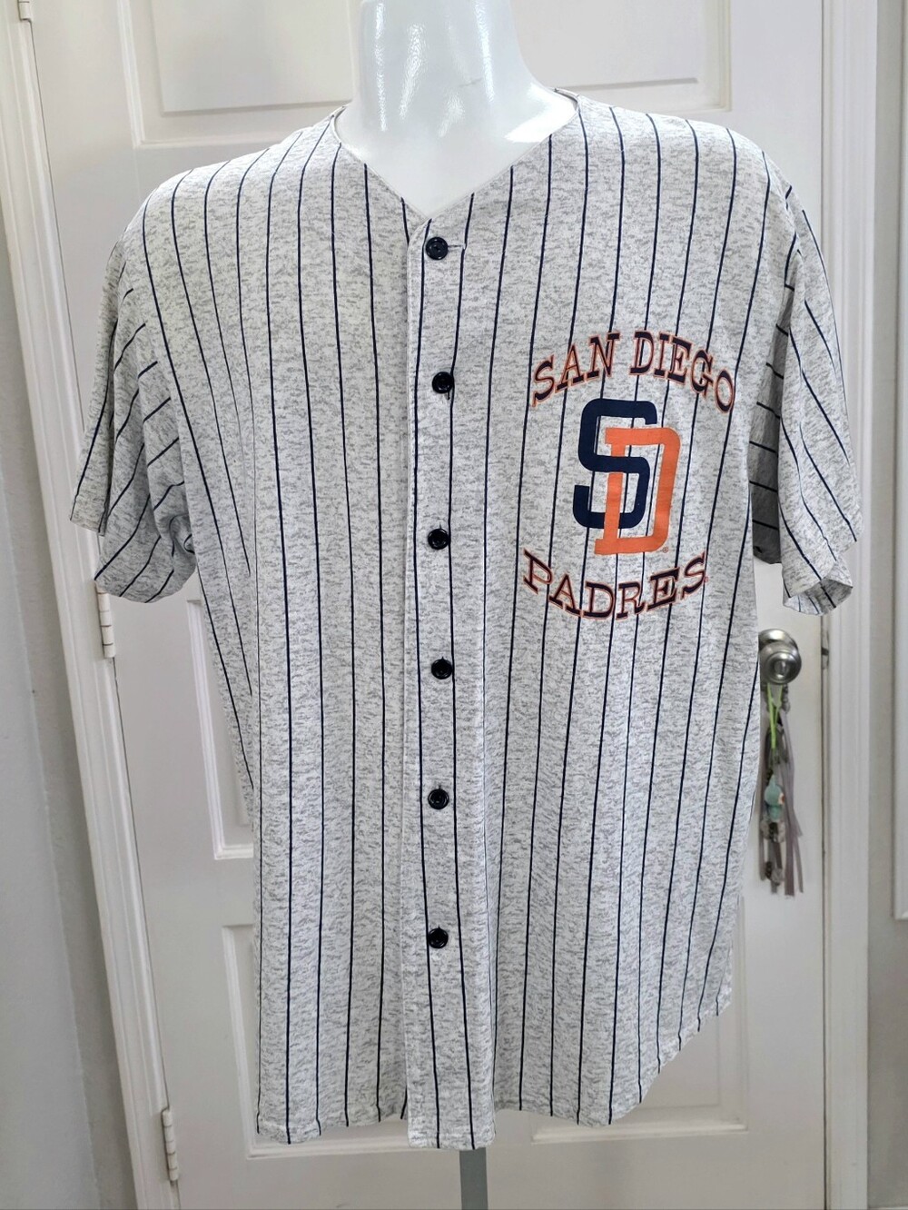 Vintage San Diego Padres Pinstripes Off The Bench USA Made Jersey Size XL 90s